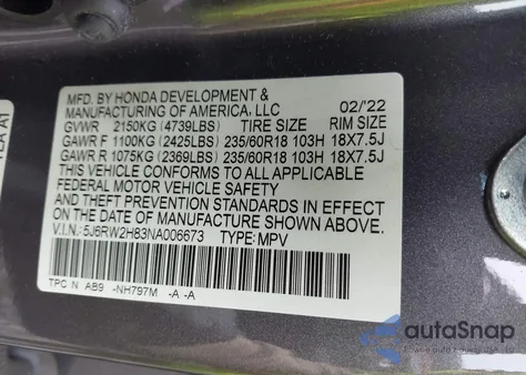 2022 Honda Cr-V Exl z USA, uszkodzony, nr VIN 5J6RW2H83NA006673